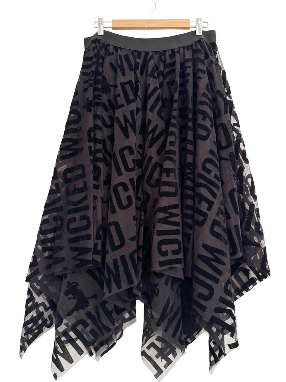 Universal WICKED Black Velvet Burnout Handkerchief Skirt XL - Picture 3 of 8